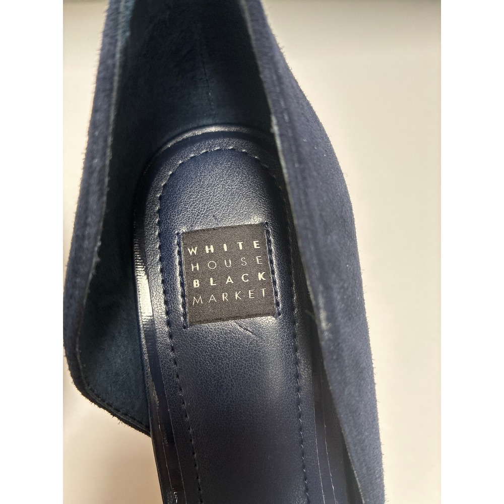White House Black Market Ella Officer Blue Suede d'Orsay Pointed Toe Pumps 8 - Picture 3 of 11